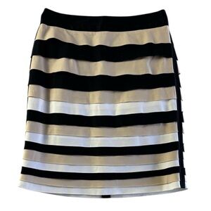 White House Black Market Black and Tan Striped Mini Skirt